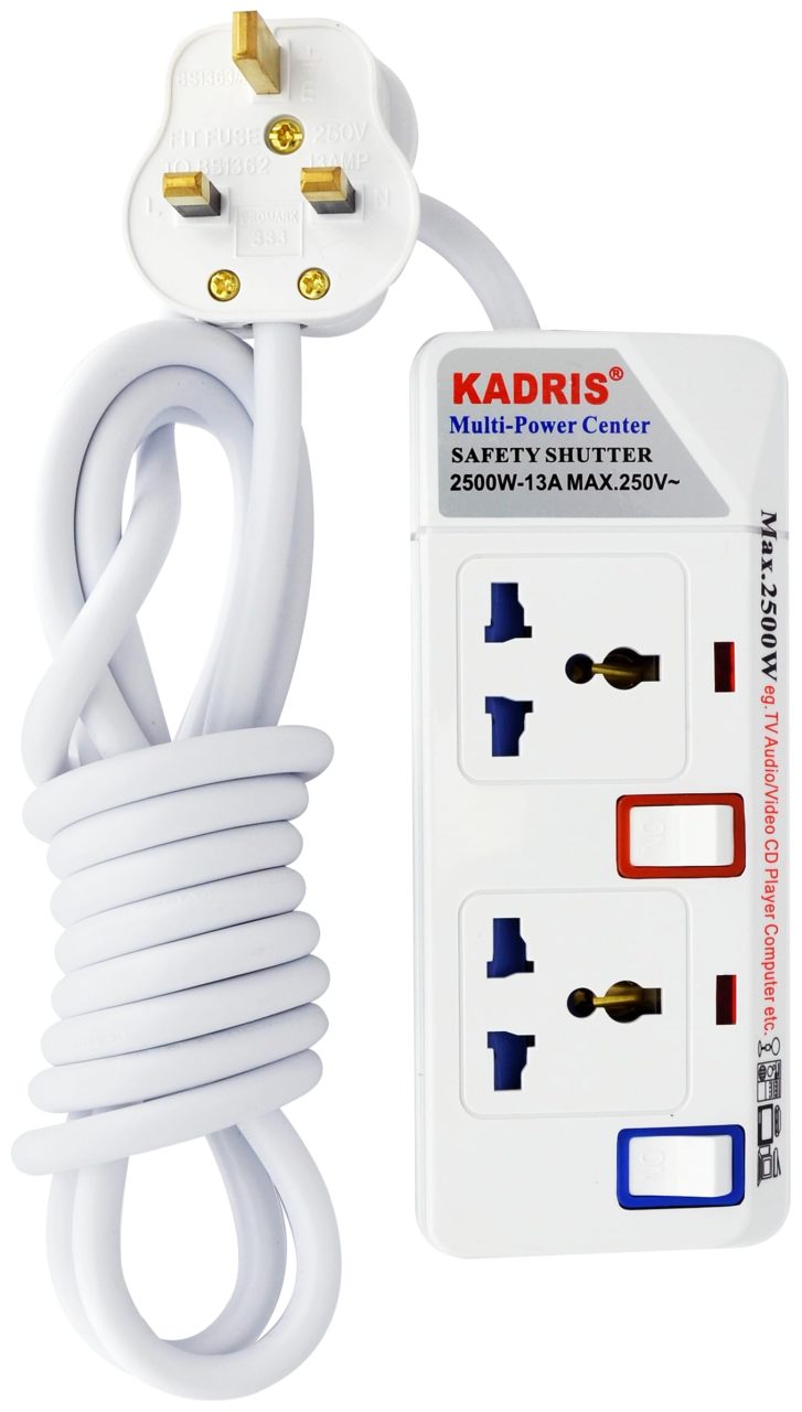 Kadris 3-Way Multi-Power Center Extension Socket 5m
